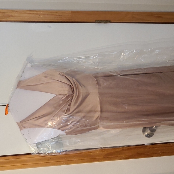 style brown dress Chocolate luxury satin midi wrap Pair with dainty jewelry Rose Gold Sequins Long Size:10.5XWC Shirt Dresses